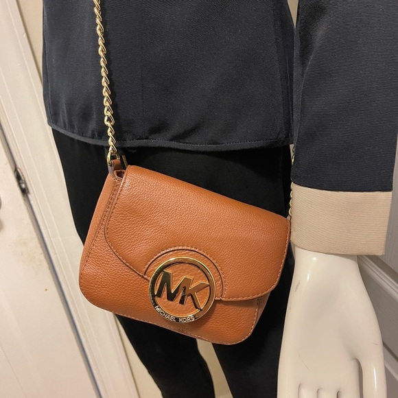 MICHAEL Michael Kors Small Pebbled Leather Crossbody Bag Purse with chain straps - Picture 8 of 14